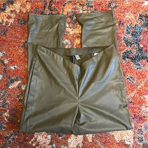 H&M Faux Olive Green Split Hem Flares Size XL